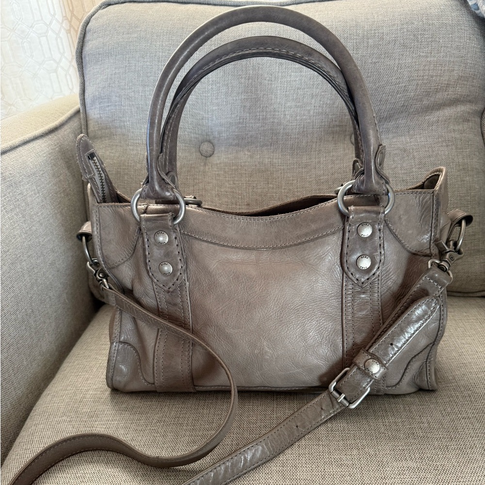 Frye Melissa large satchel bag in Ice